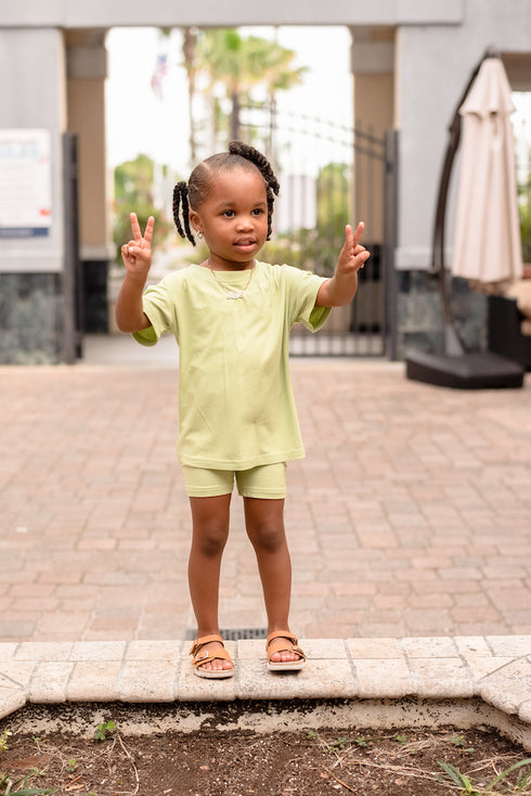 Green "Effortless" Biker Shorts Set